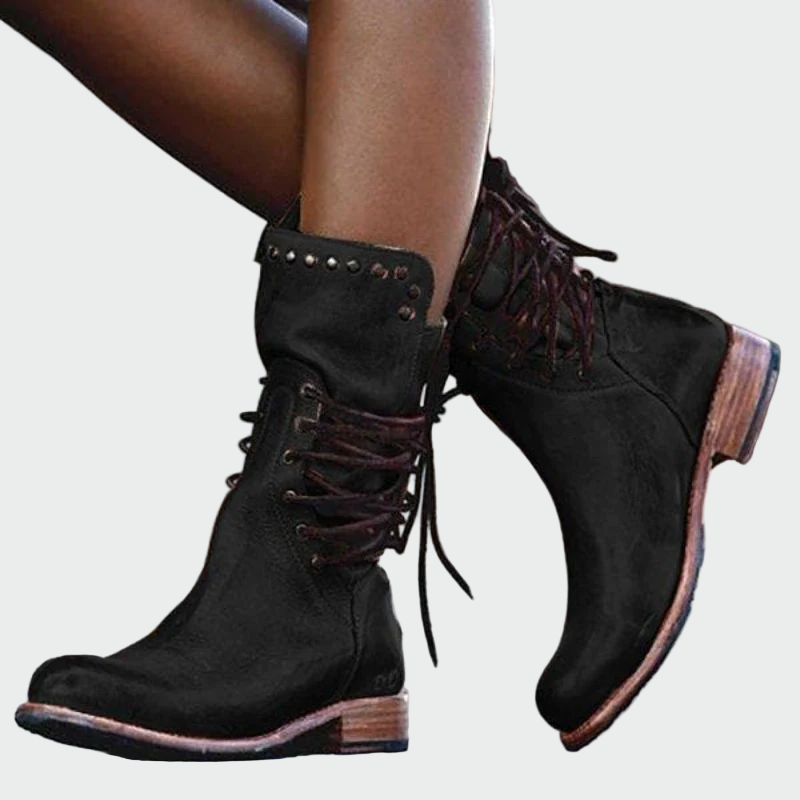 Botines de piel con cordones