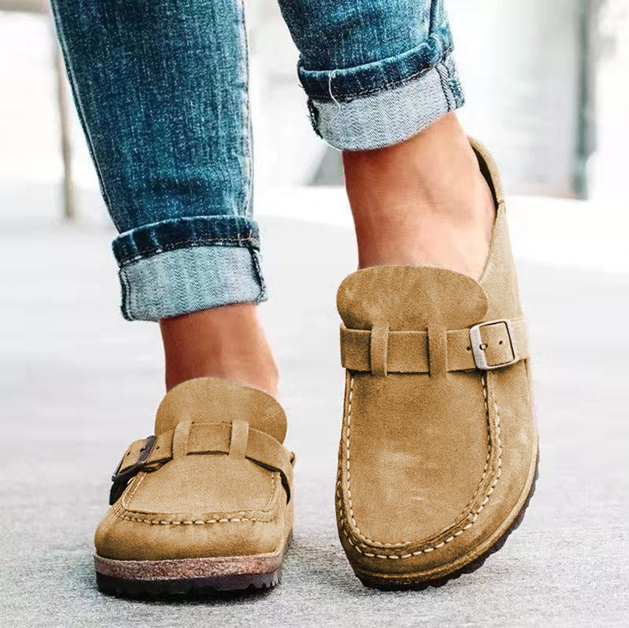 Mocasines ortopédicos para mujer con cierre decorativo