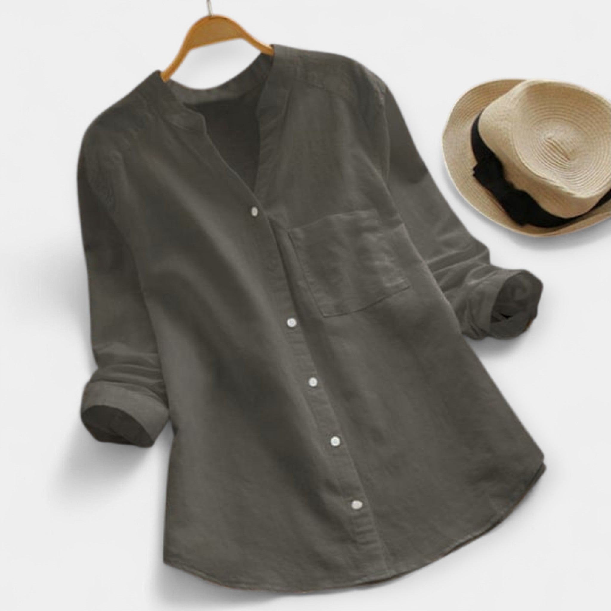 Camisa de Lino y Algodón con Estilo Casual