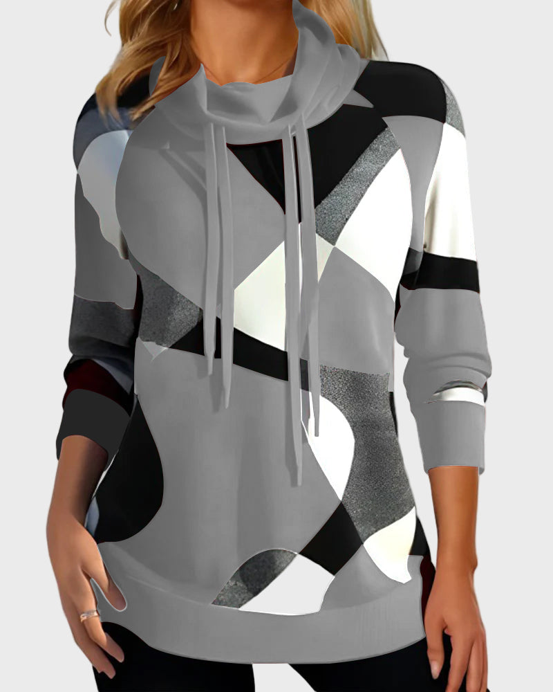 Sudadera de punto con diseño artístico y capucha