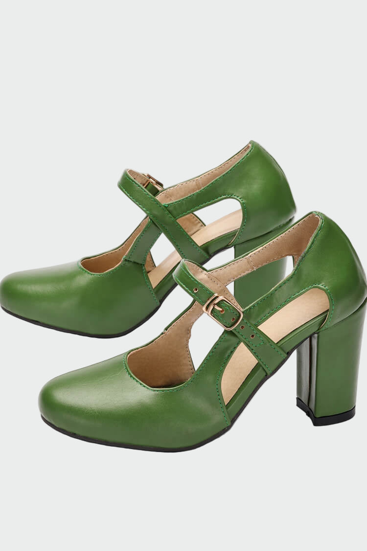 Tacones con tacón cómodo y tira en forma de T