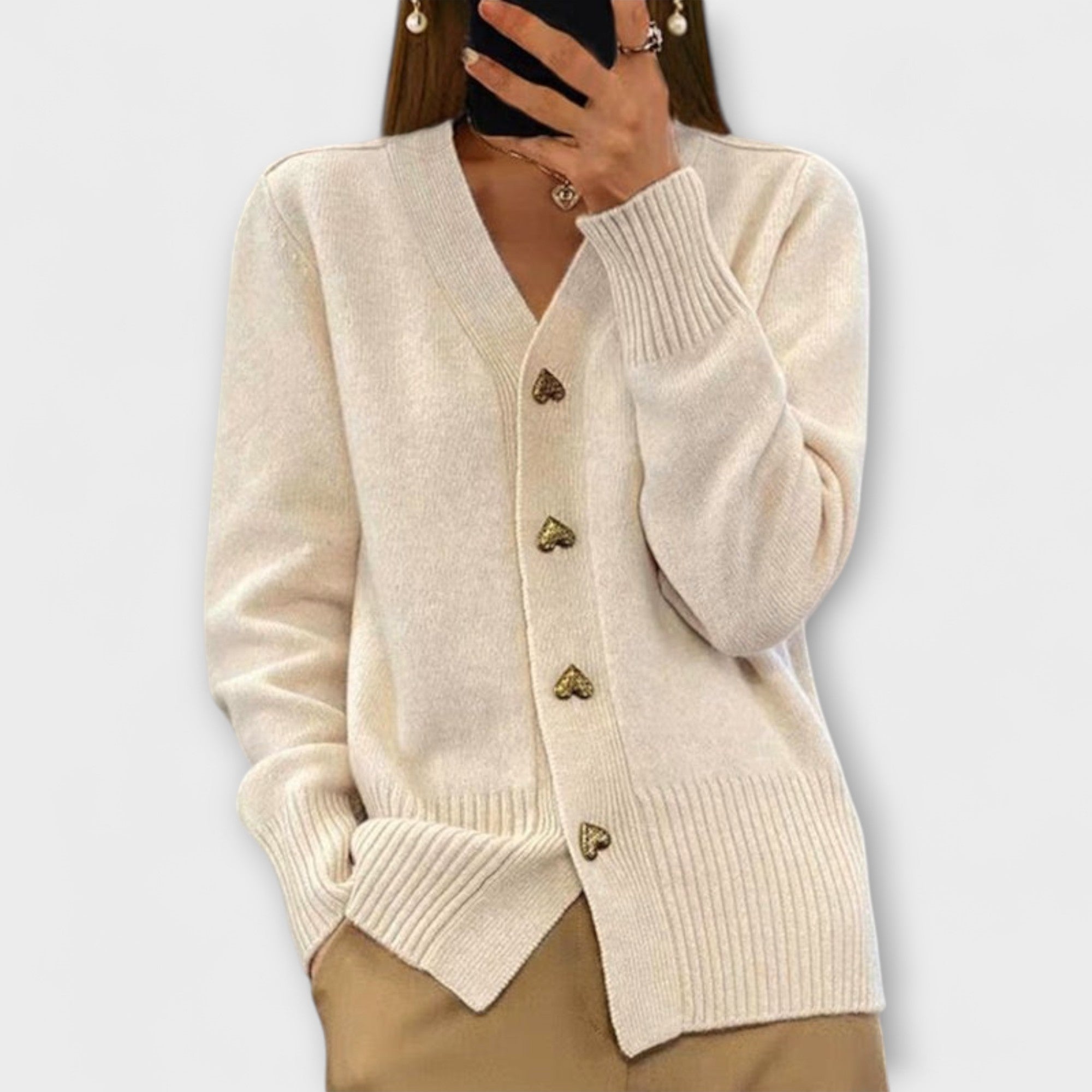 Marij – Suéter vintage con cuello en V para mujer