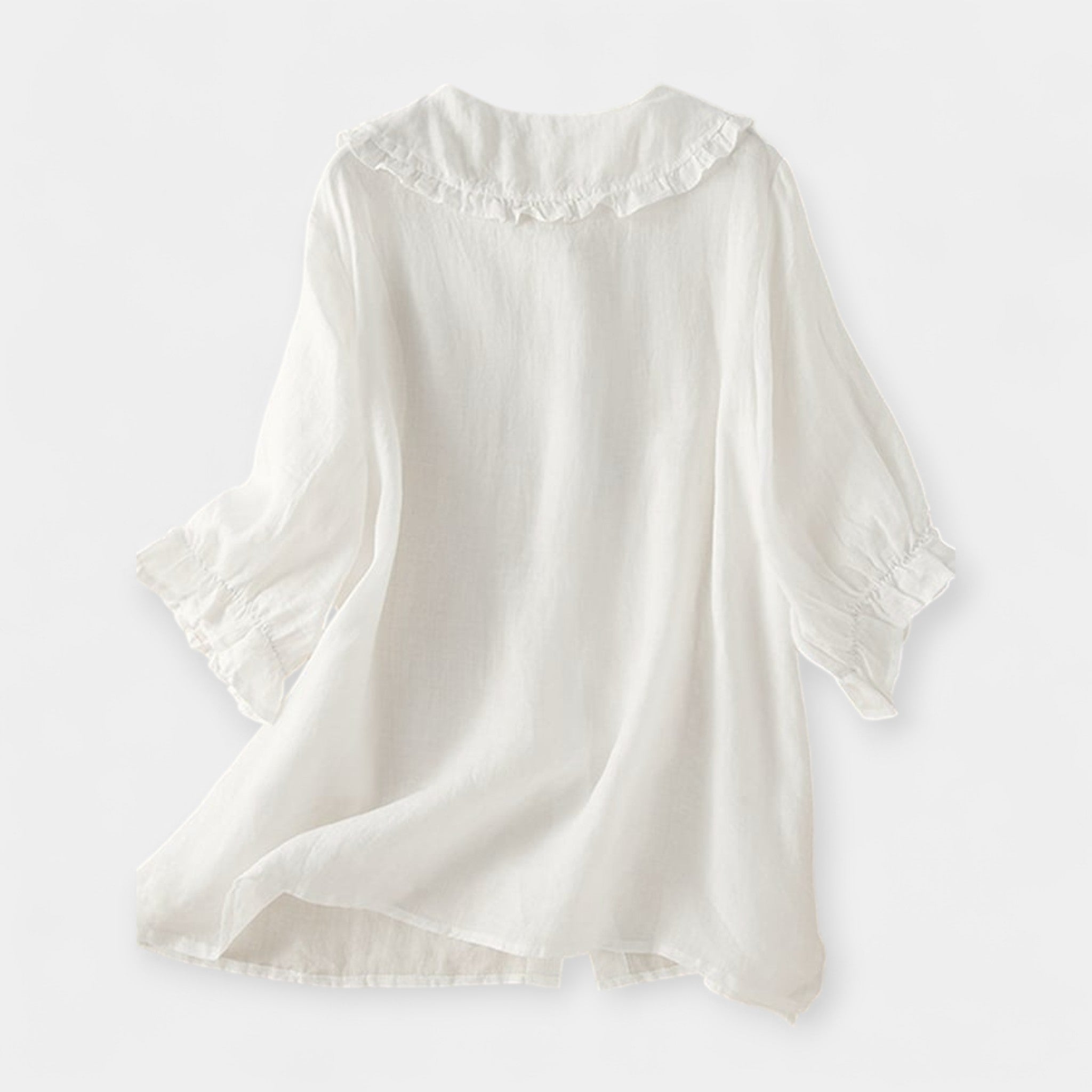 Camisa de Lino con Volantes Sutiles