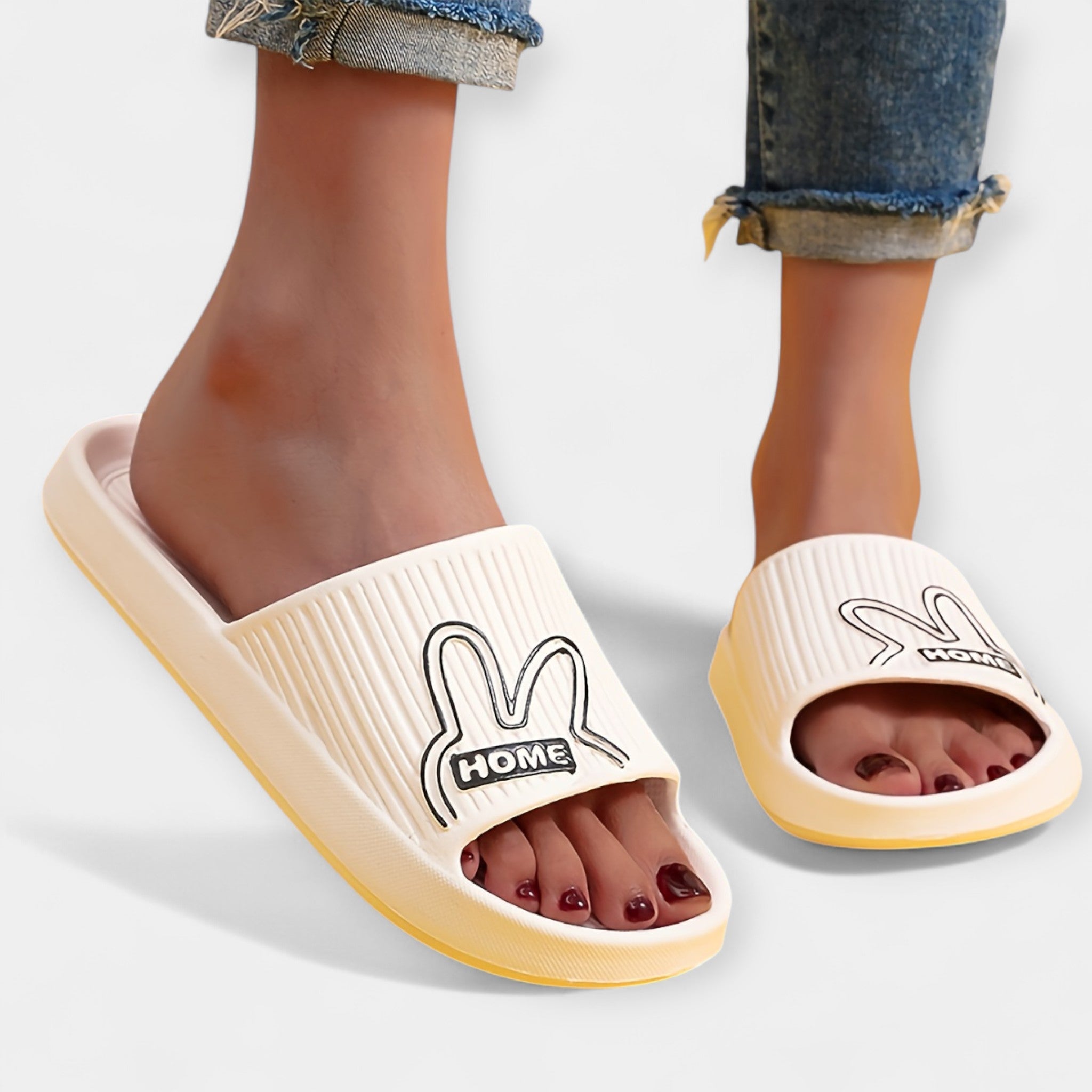 Pantuflas Femeninas con Diseño de Cartoon y Dedos Abiertos