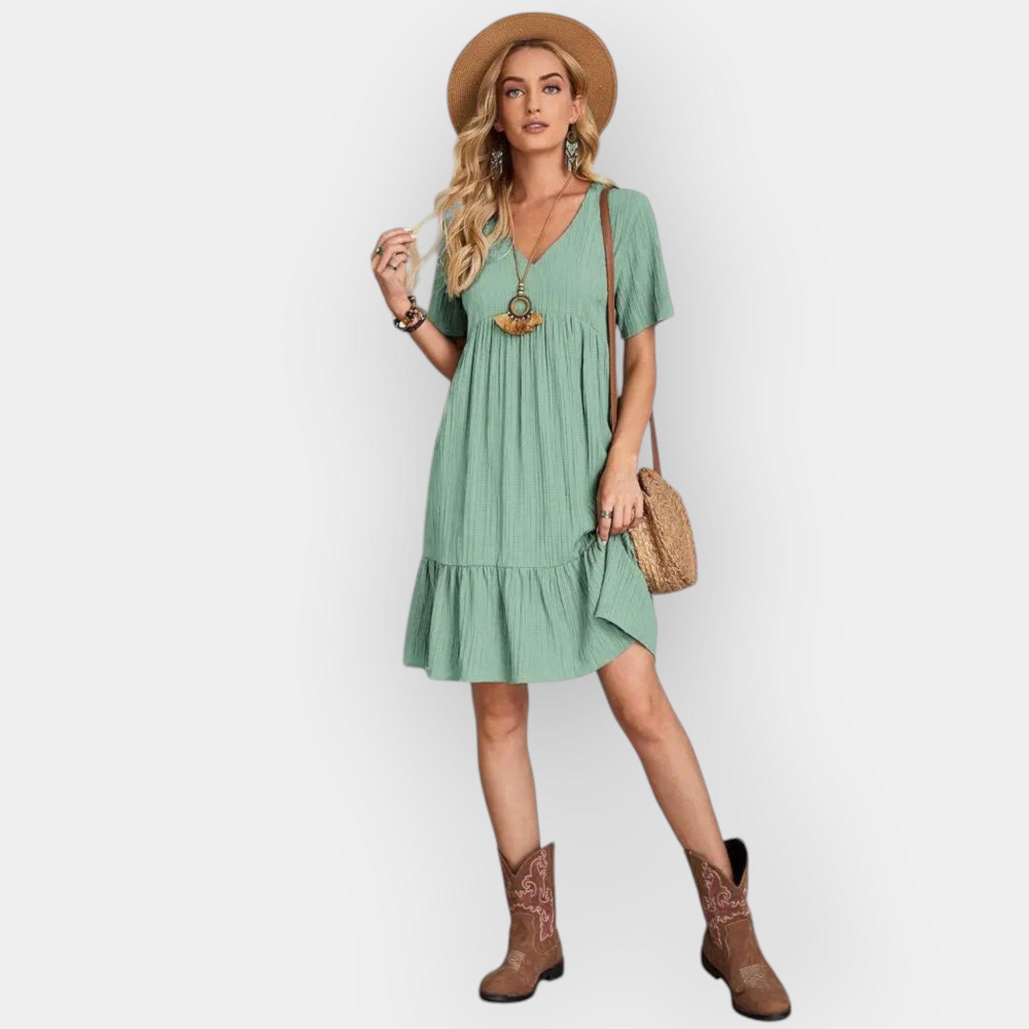 Vestido midi con escote en V