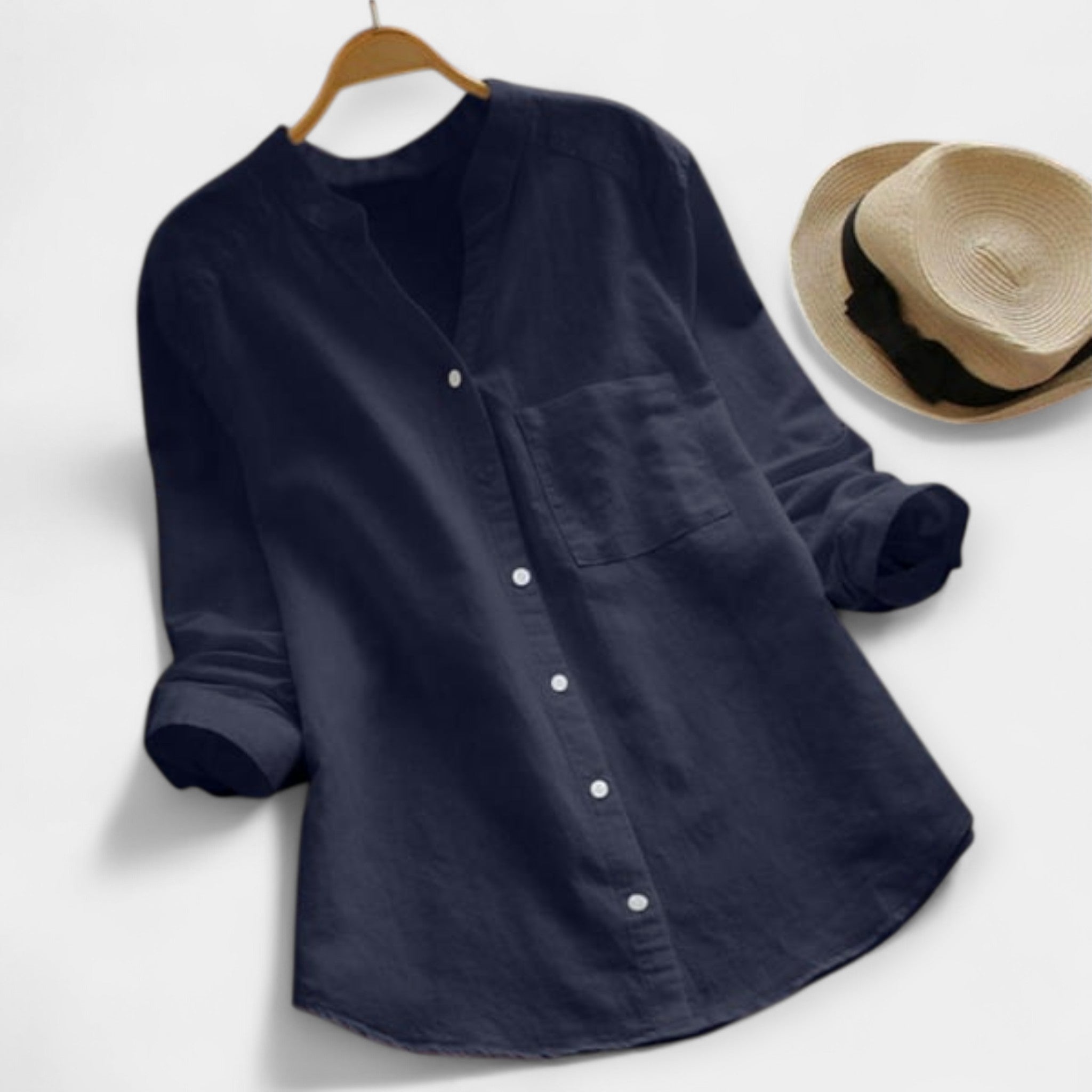 Camisa de Lino y Algodón con Estilo Casual