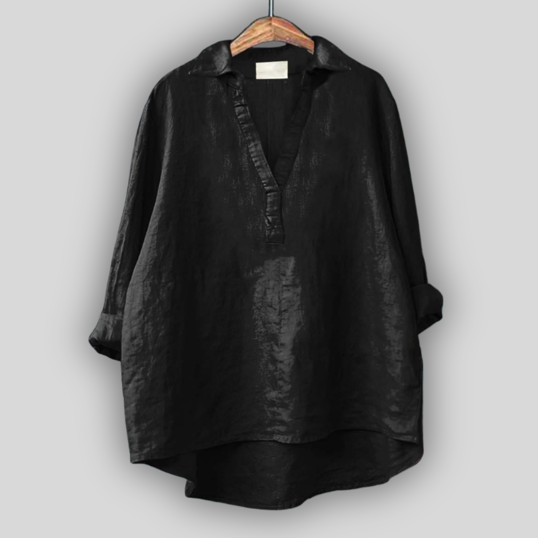 Blusa de lino blanca con cuello en V