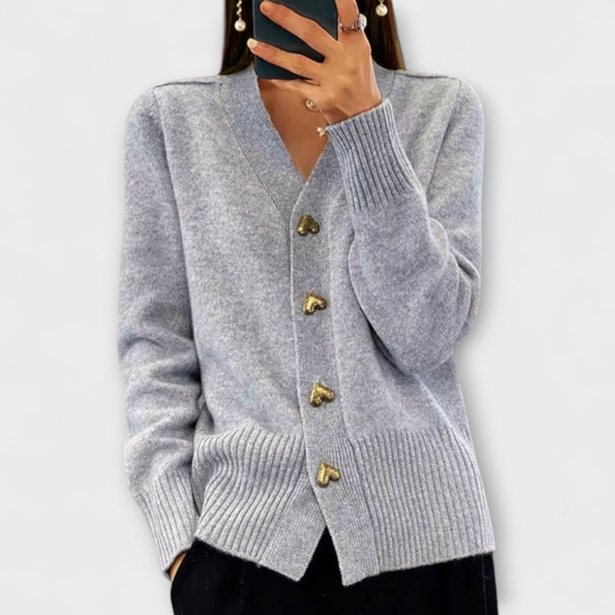Marij – Suéter vintage con cuello en V para mujer