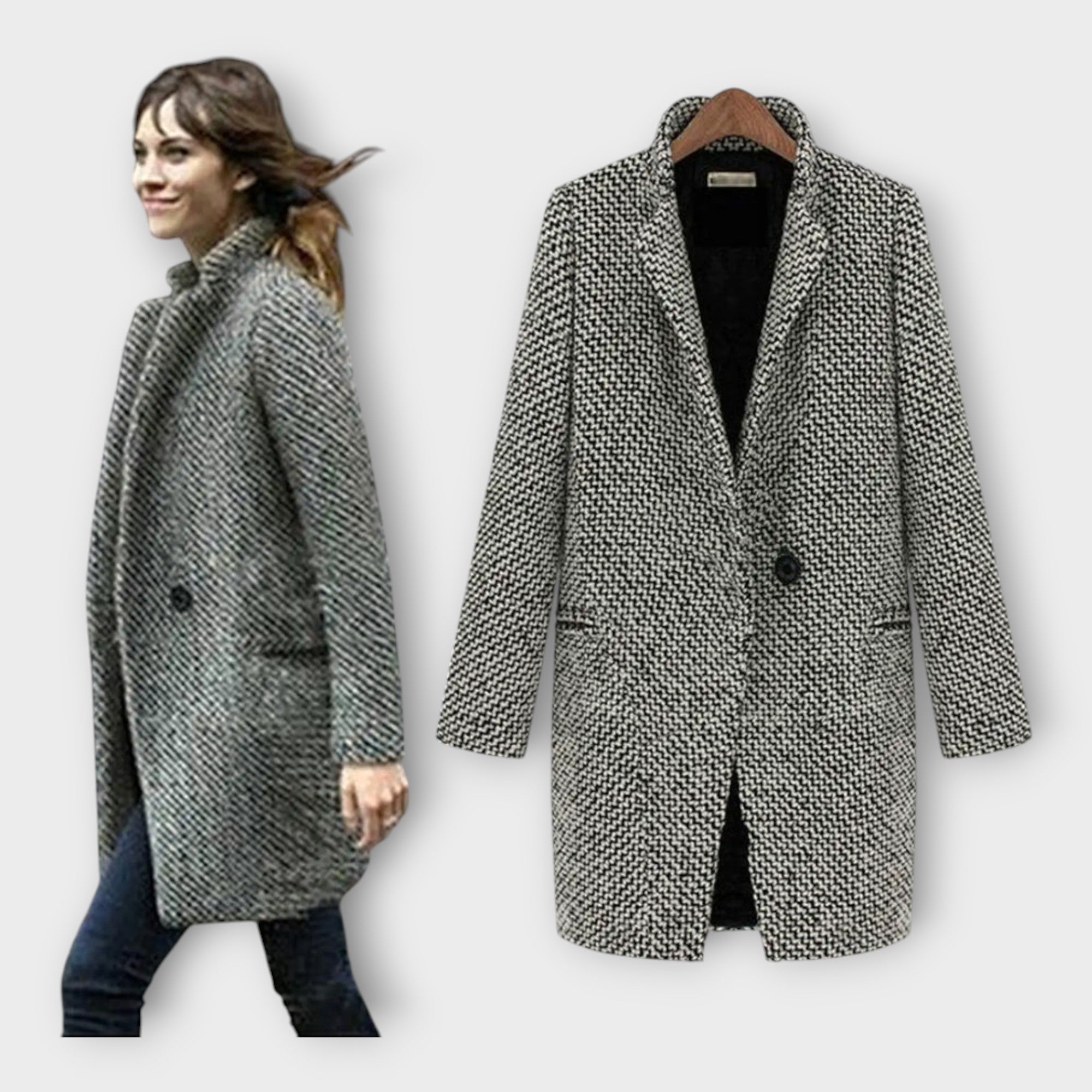 Elegante abrigo de lana con estilo atemporal