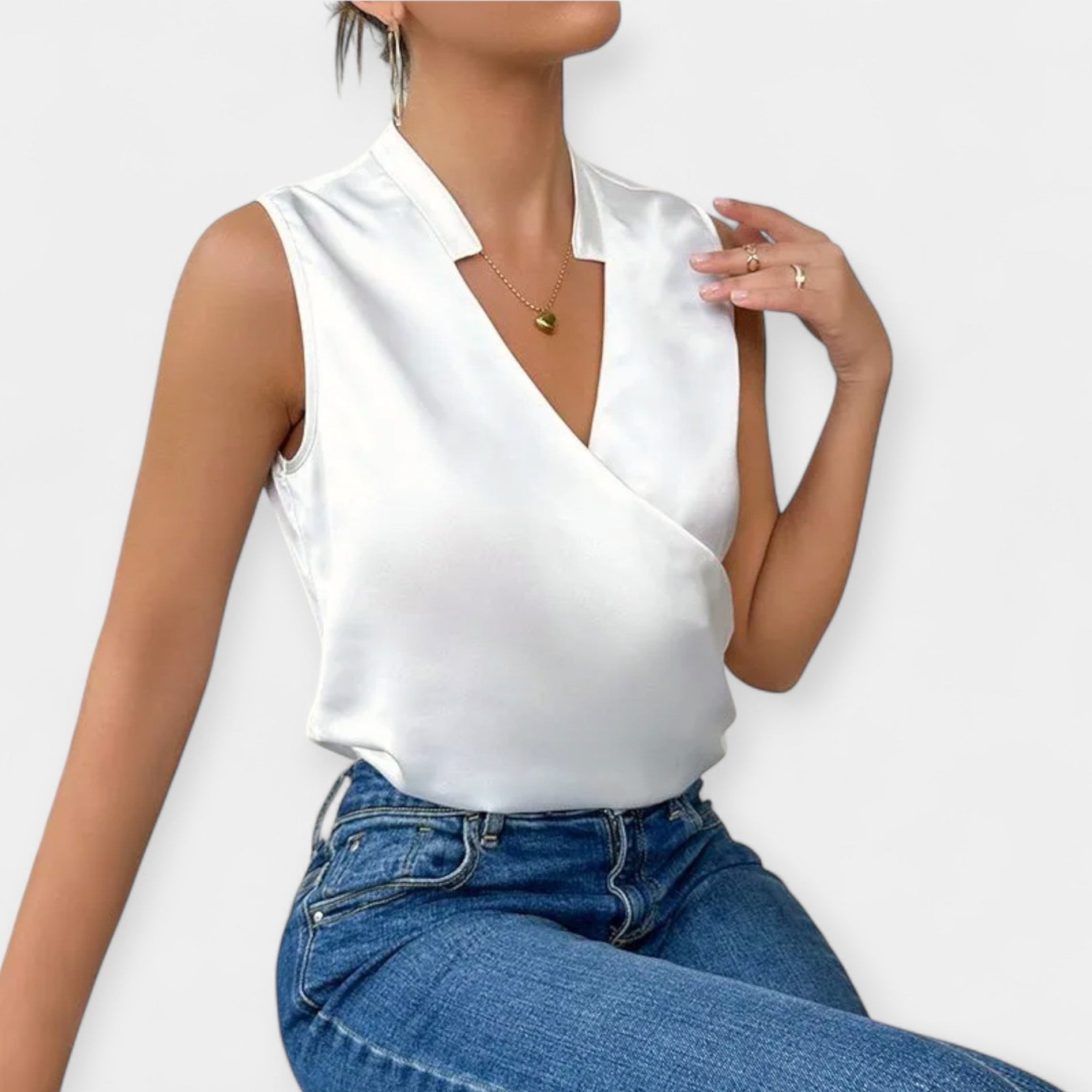Blusa Cruzada con Escote en V