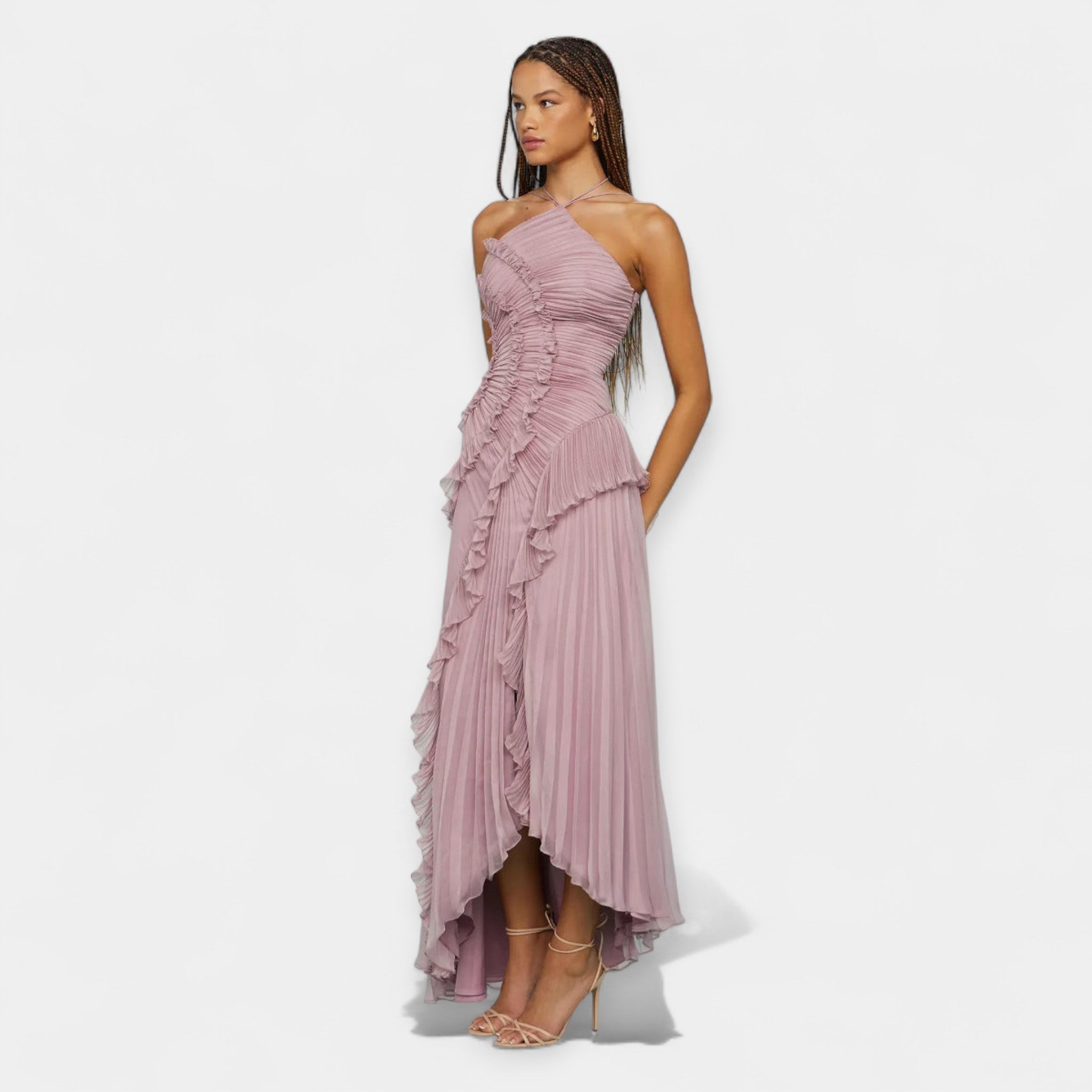 Vestido Lilas con Volantes