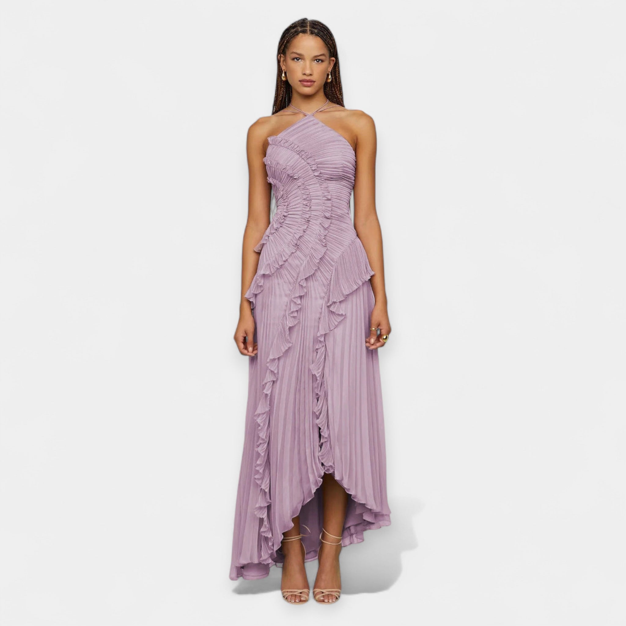 Vestido Lilas con Volantes