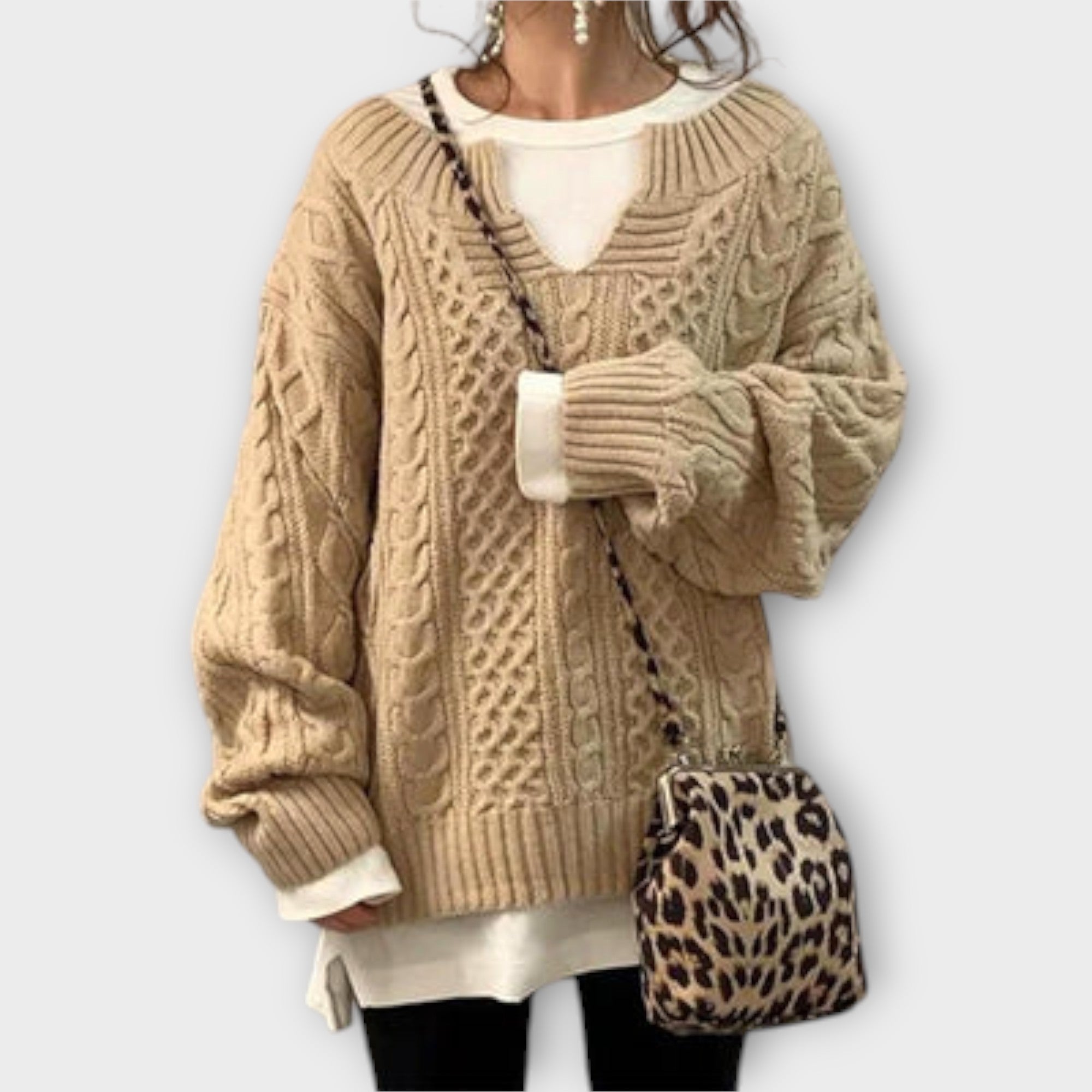 Lily - Suéter de punto oversize con diseño trenzado