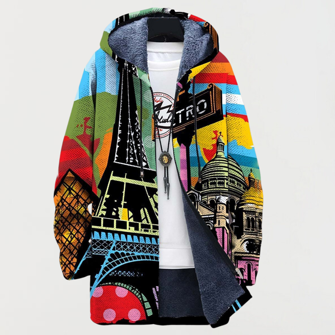 Cárdigan con estampado de ciudad