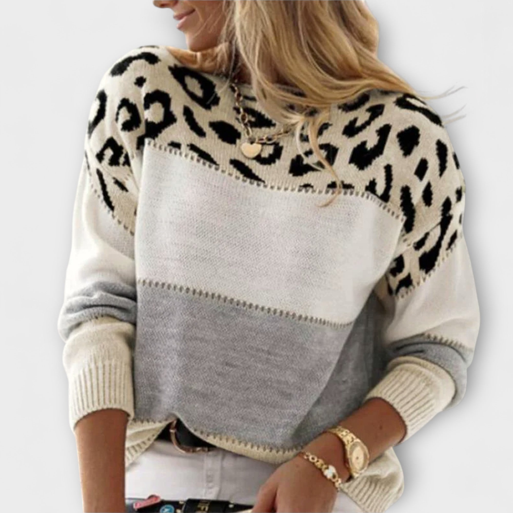 Cheyenne - Suéter acogedor con estampado de leopardo