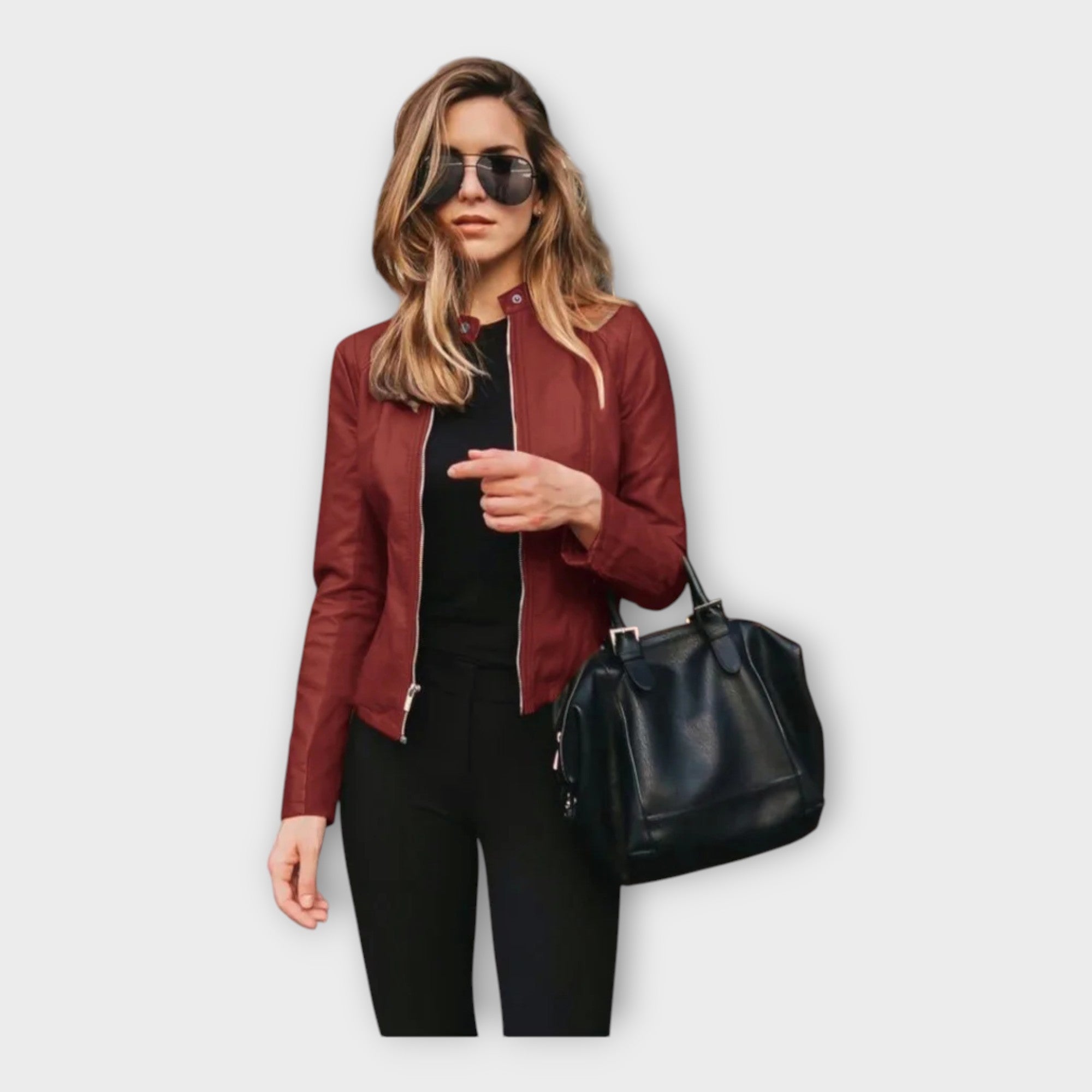 Chaqueta de cuero con línea moderna