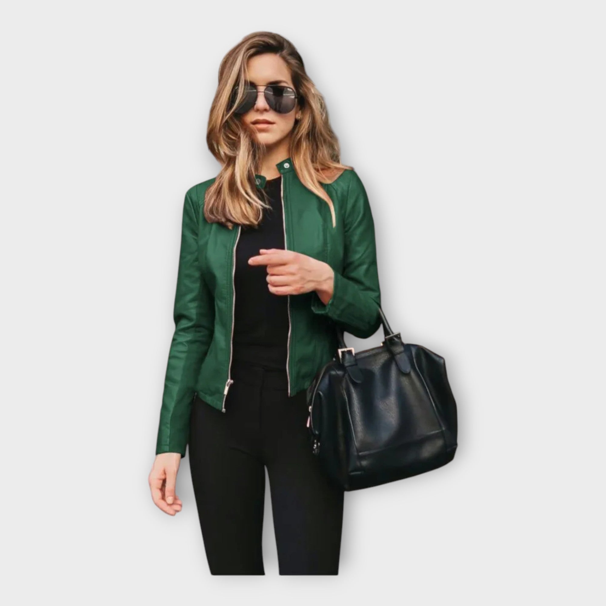 Chaqueta de cuero con línea moderna