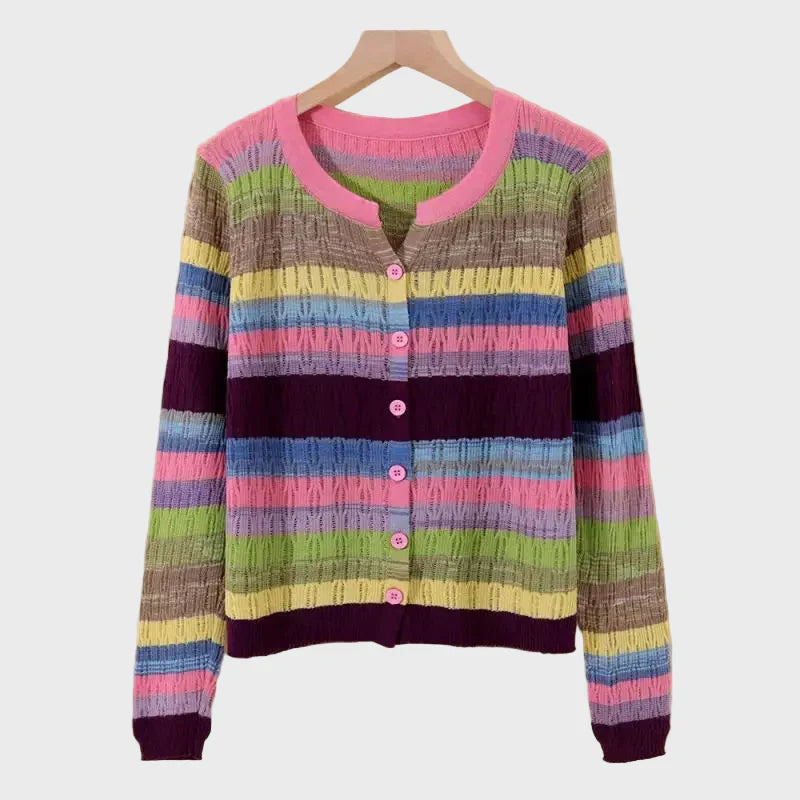 Cárdigan de punto con estampado de rayas de inspiración retro
