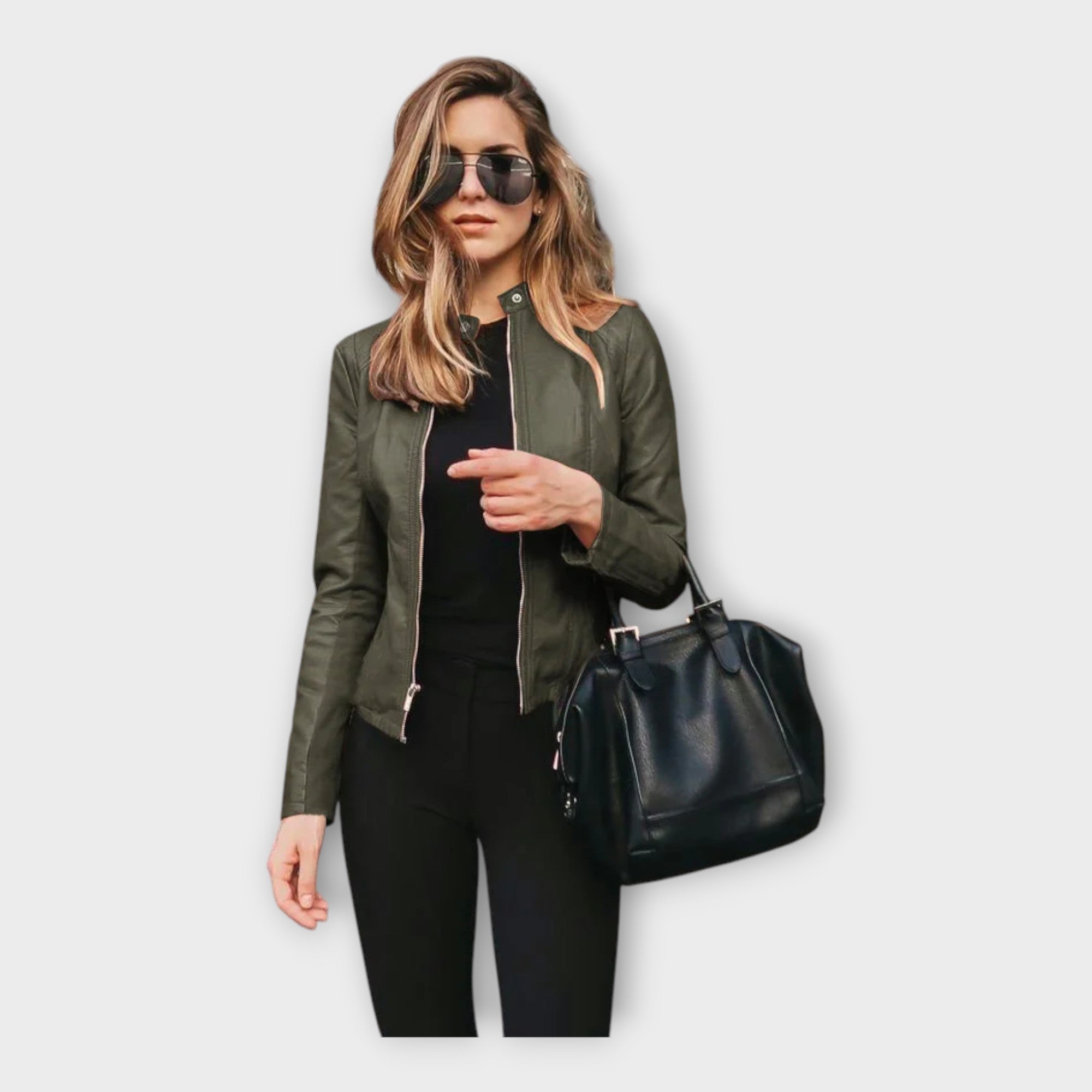 Chaqueta de cuero con línea moderna