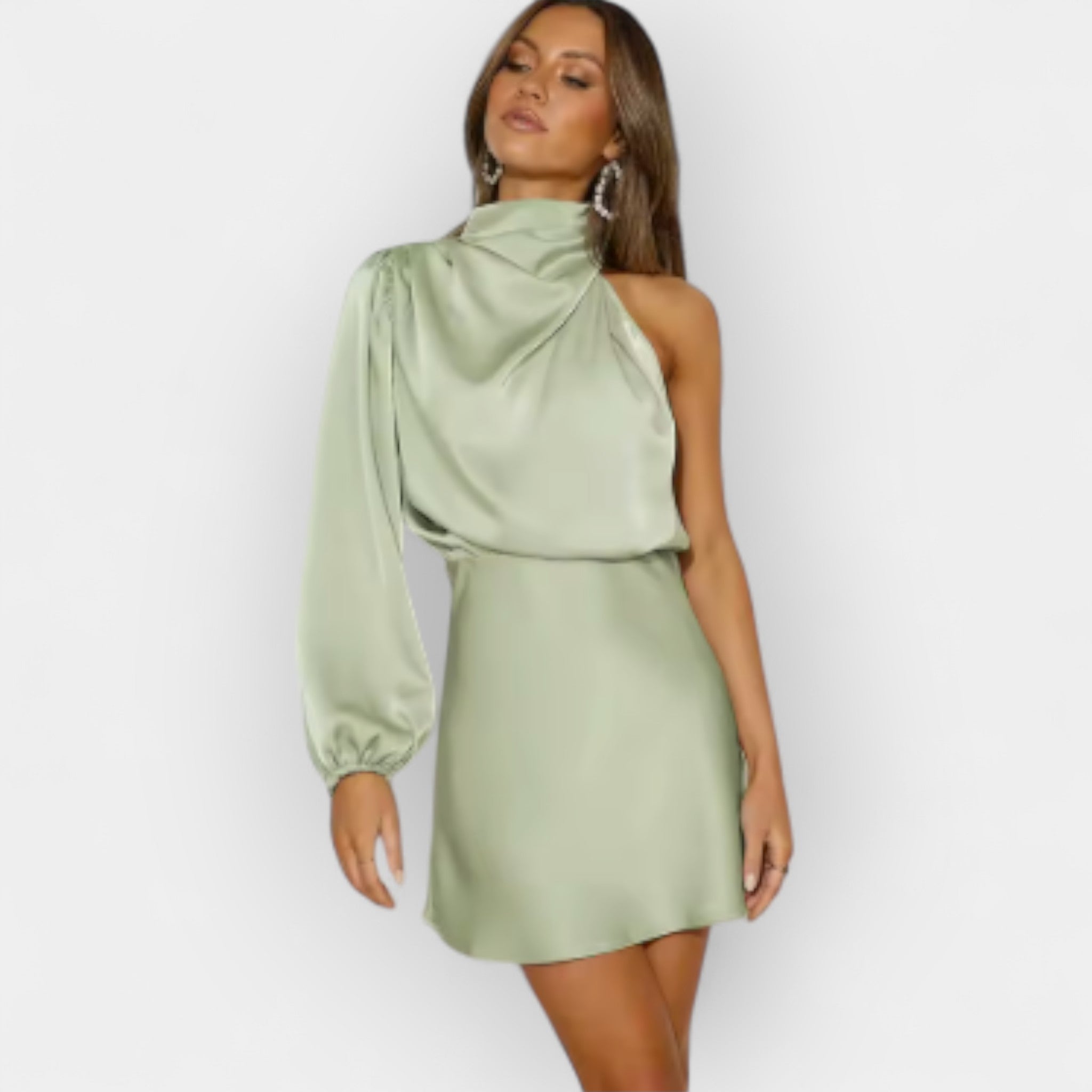 Vestido Satén Asimétrico