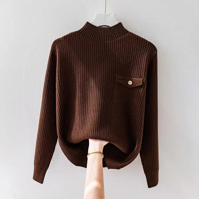 Elegante jersey de cuello alto de punto