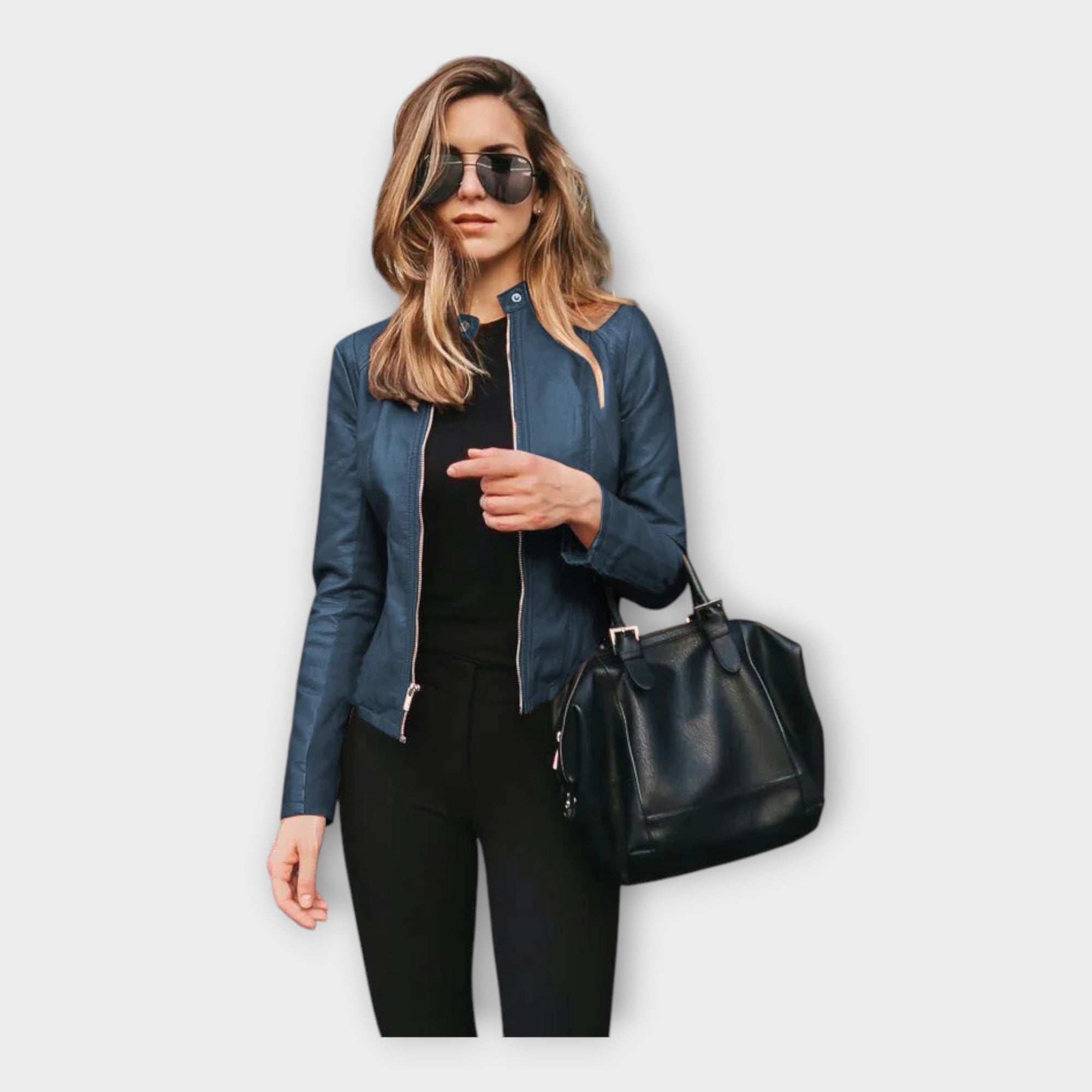 Chaqueta de cuero con línea moderna