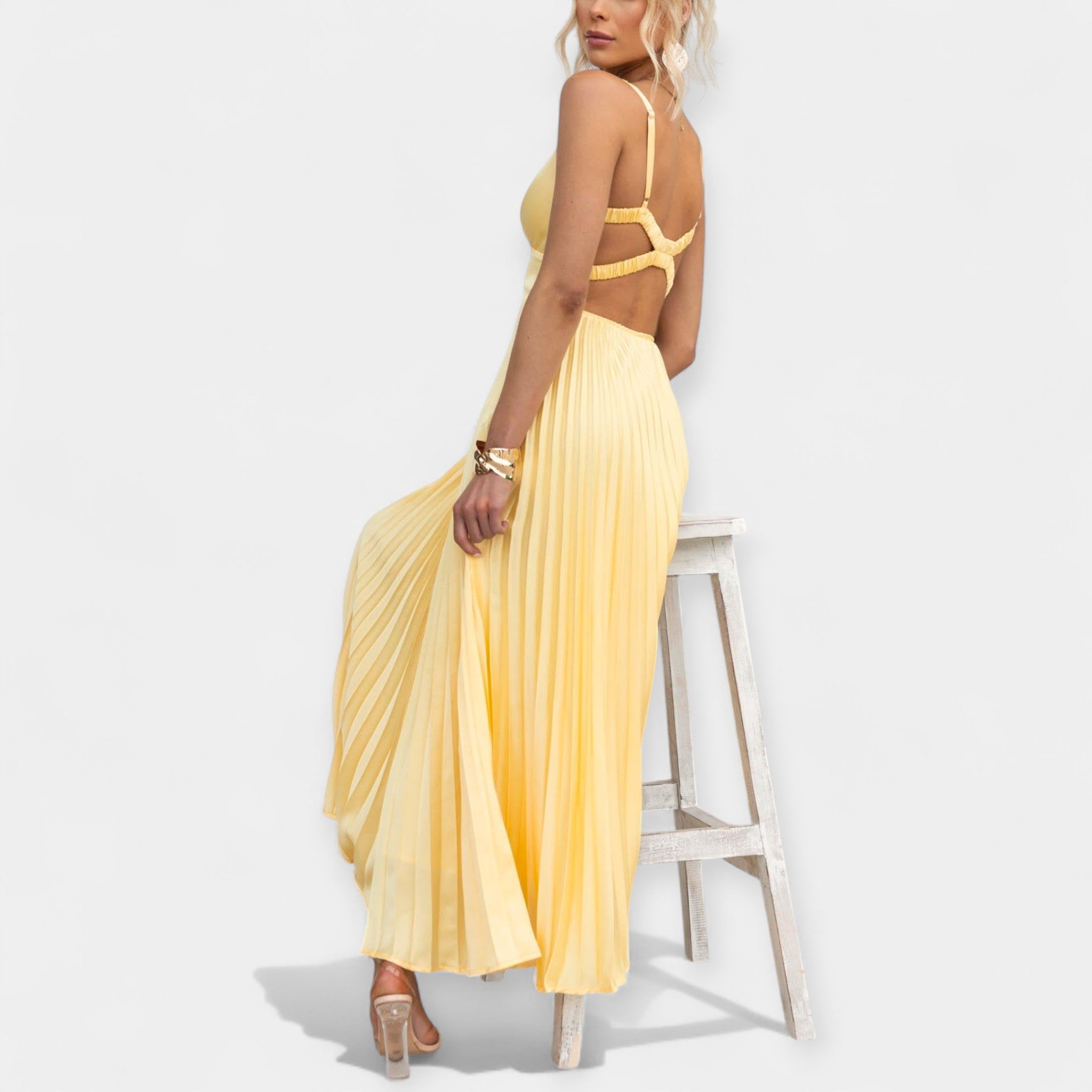 Vestido Maxi Amarillo Brillante