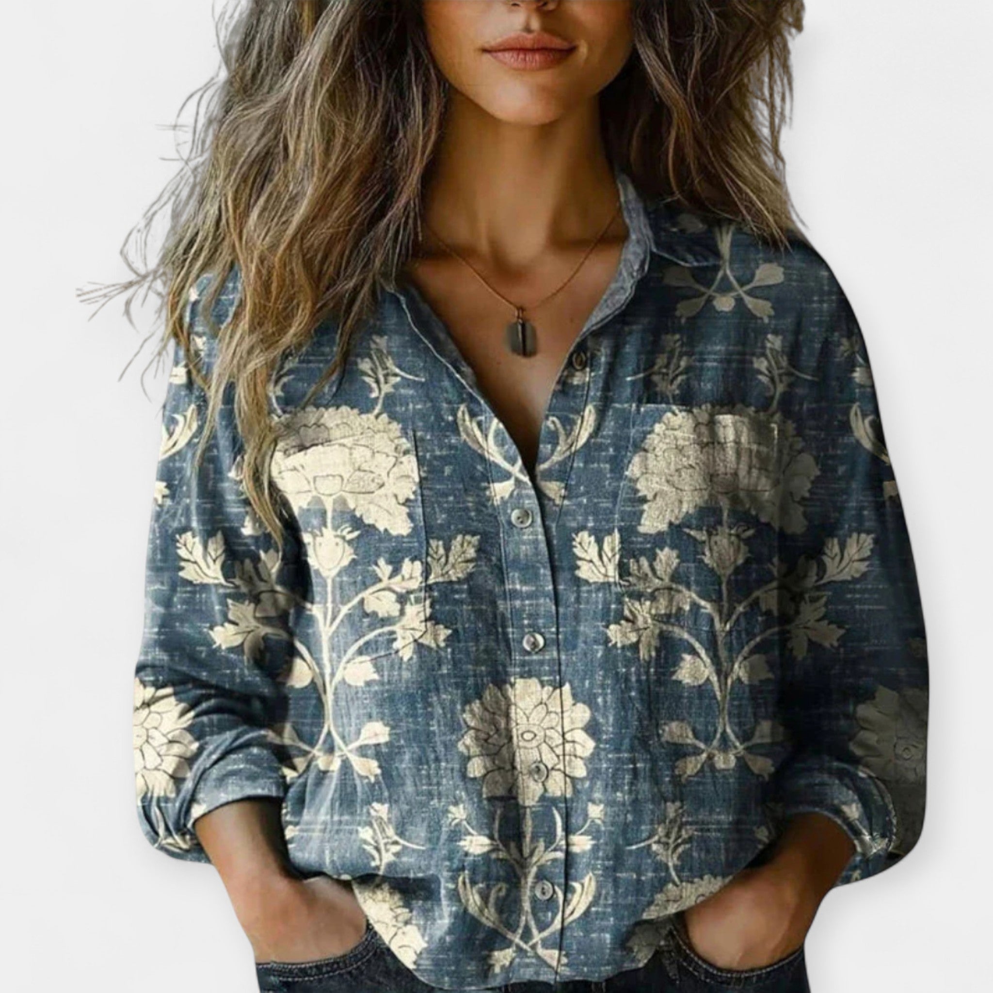 Blusa Étnica Vintage de Manga Larga