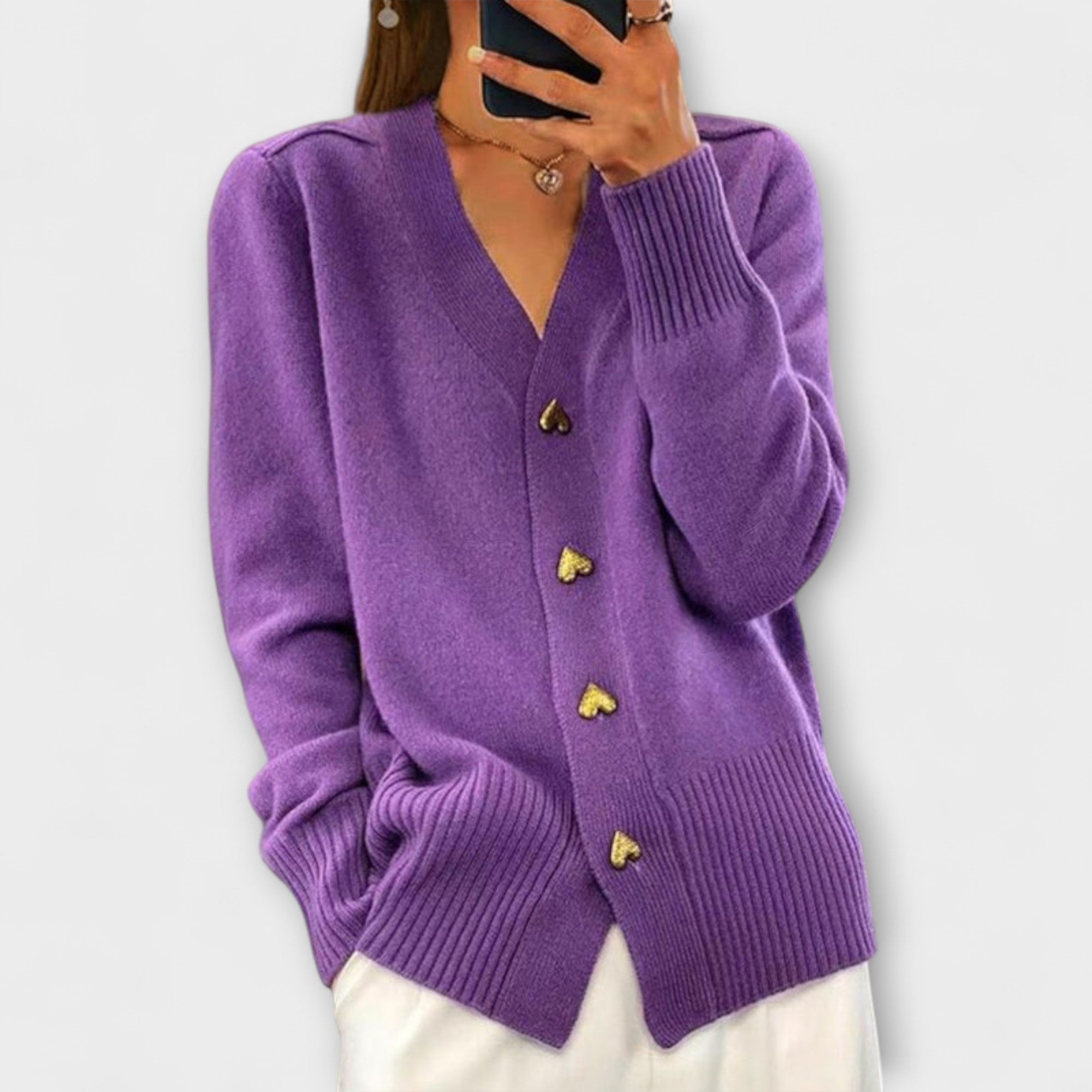 Marij – Suéter vintage con cuello en V para mujer