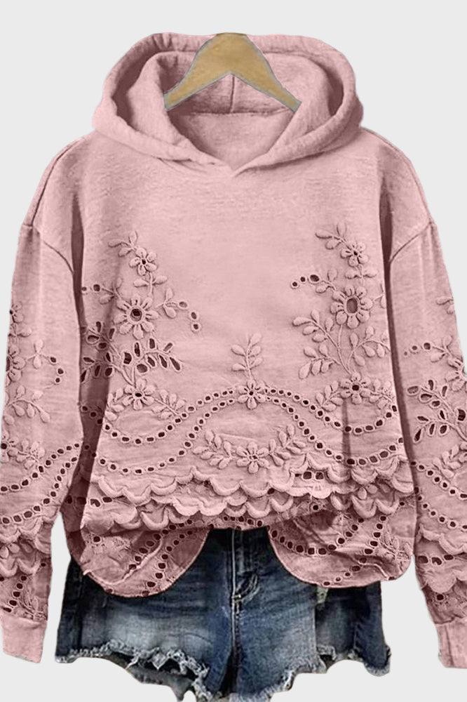 Sudadera con capucha de encaje verde prado
