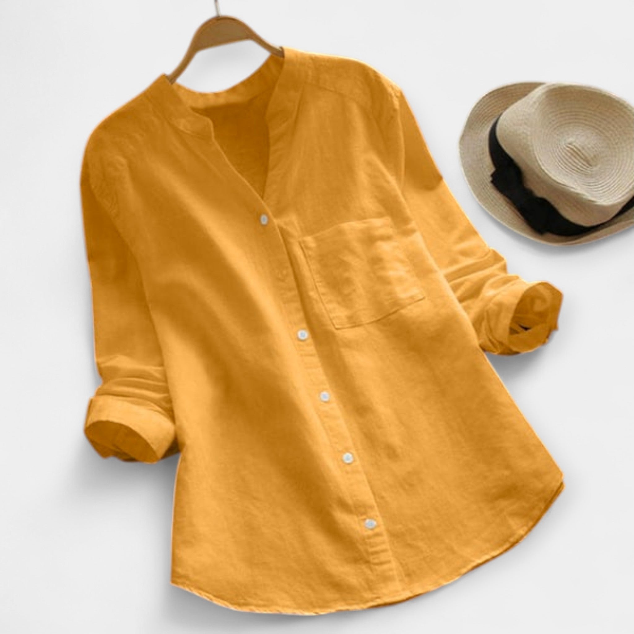 Camisa de Lino y Algodón con Estilo Casual