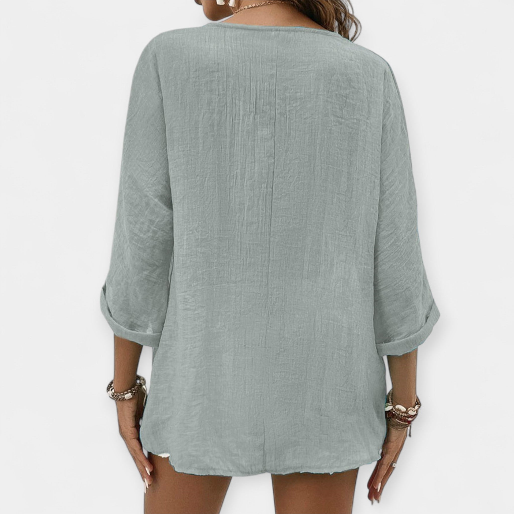 Camisa Ligera de Lino con Escote en V