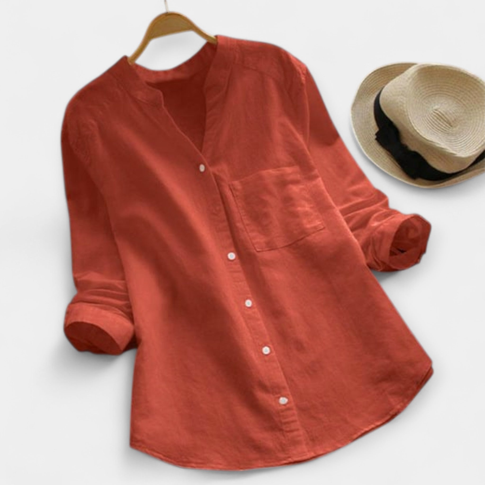 Camisa de Lino y Algodón con Estilo Casual