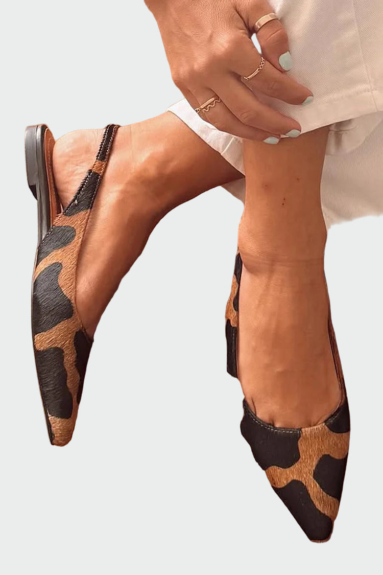 Leonora | Elegantes zapatos destalonados con punta puntiaguda y estampado animal