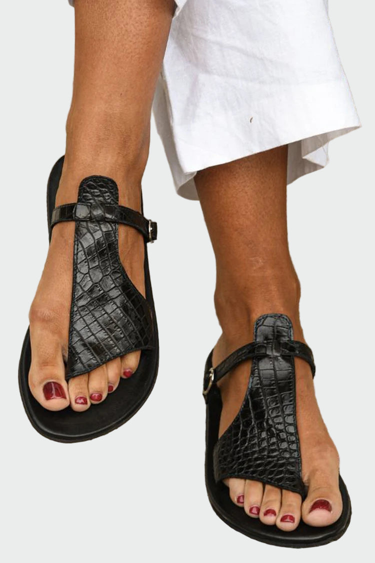 Sandalias con tira en T y textura