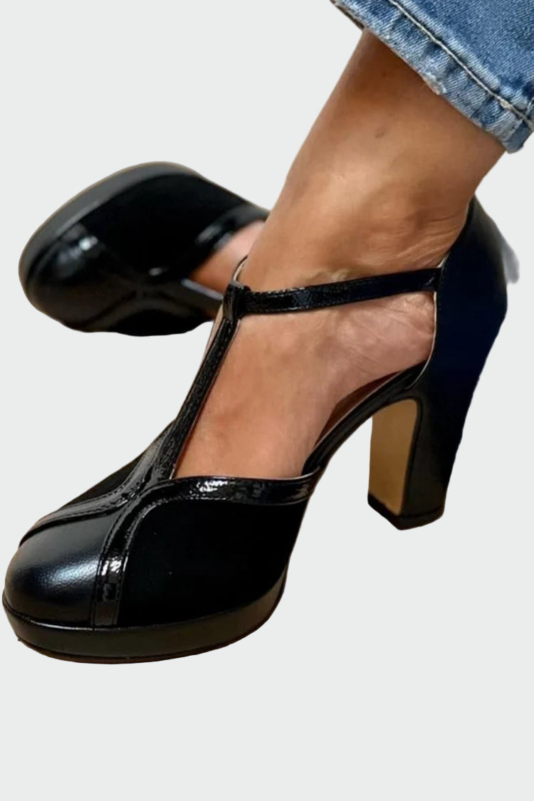 Tacones de plataforma con tiras en T