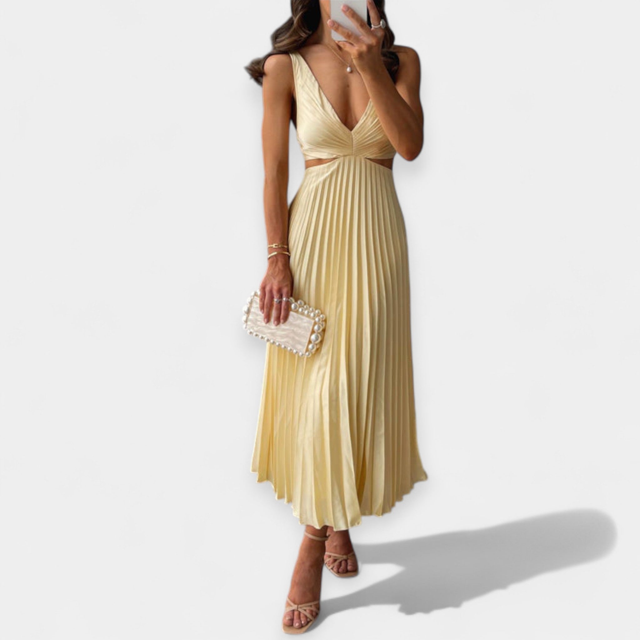 Vestido largo plisado