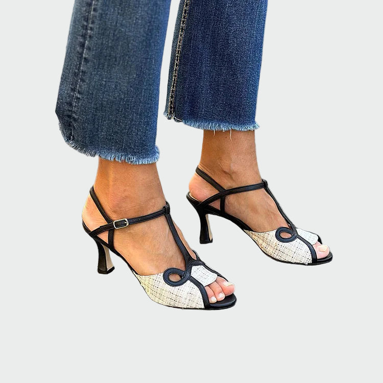 Sandalias de tacón medio de estilo retro
