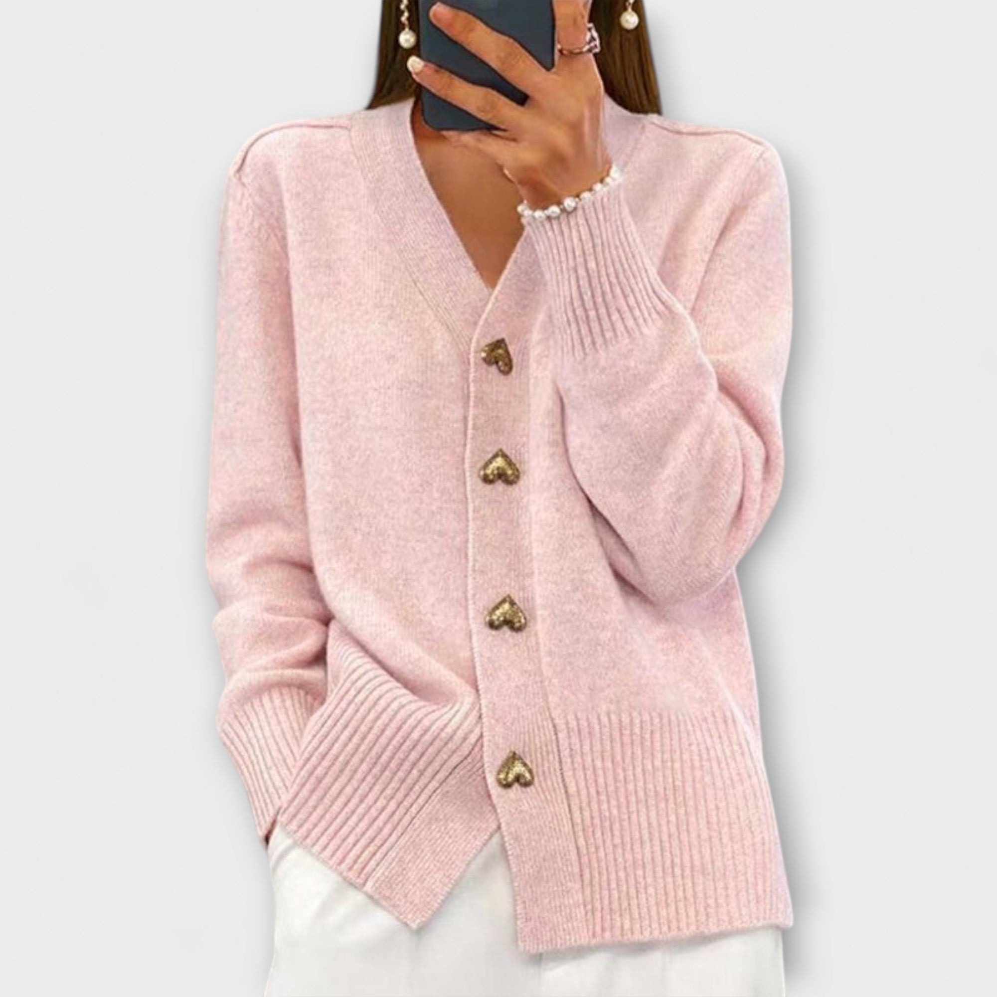Marij – Suéter vintage con cuello en V para mujer