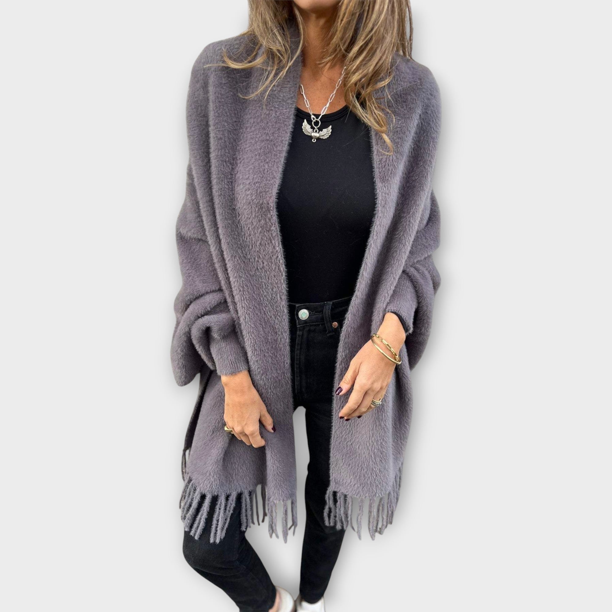 Chal de punto con crochet