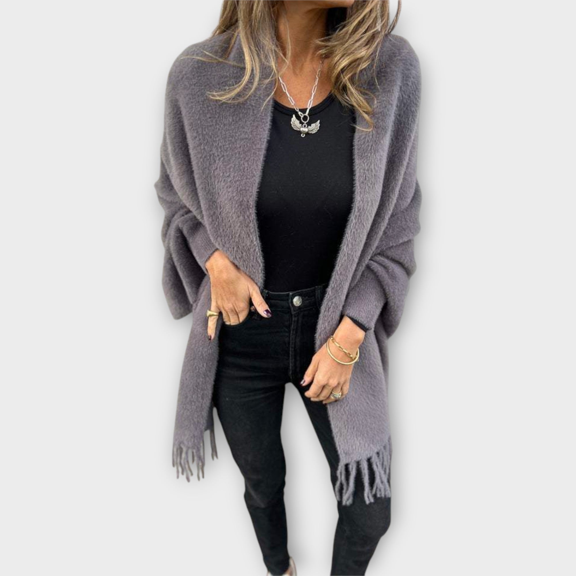 Chal de punto con crochet