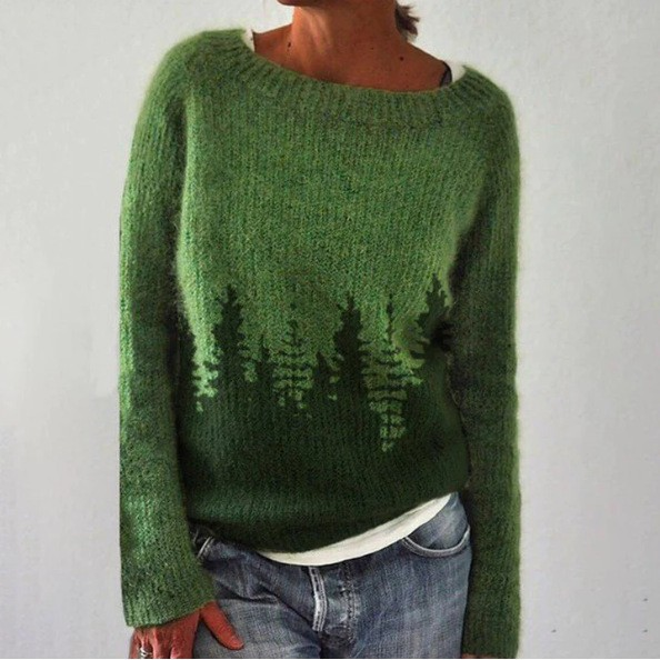 Blusa de punto con estampado inspirado en la naturaleza
