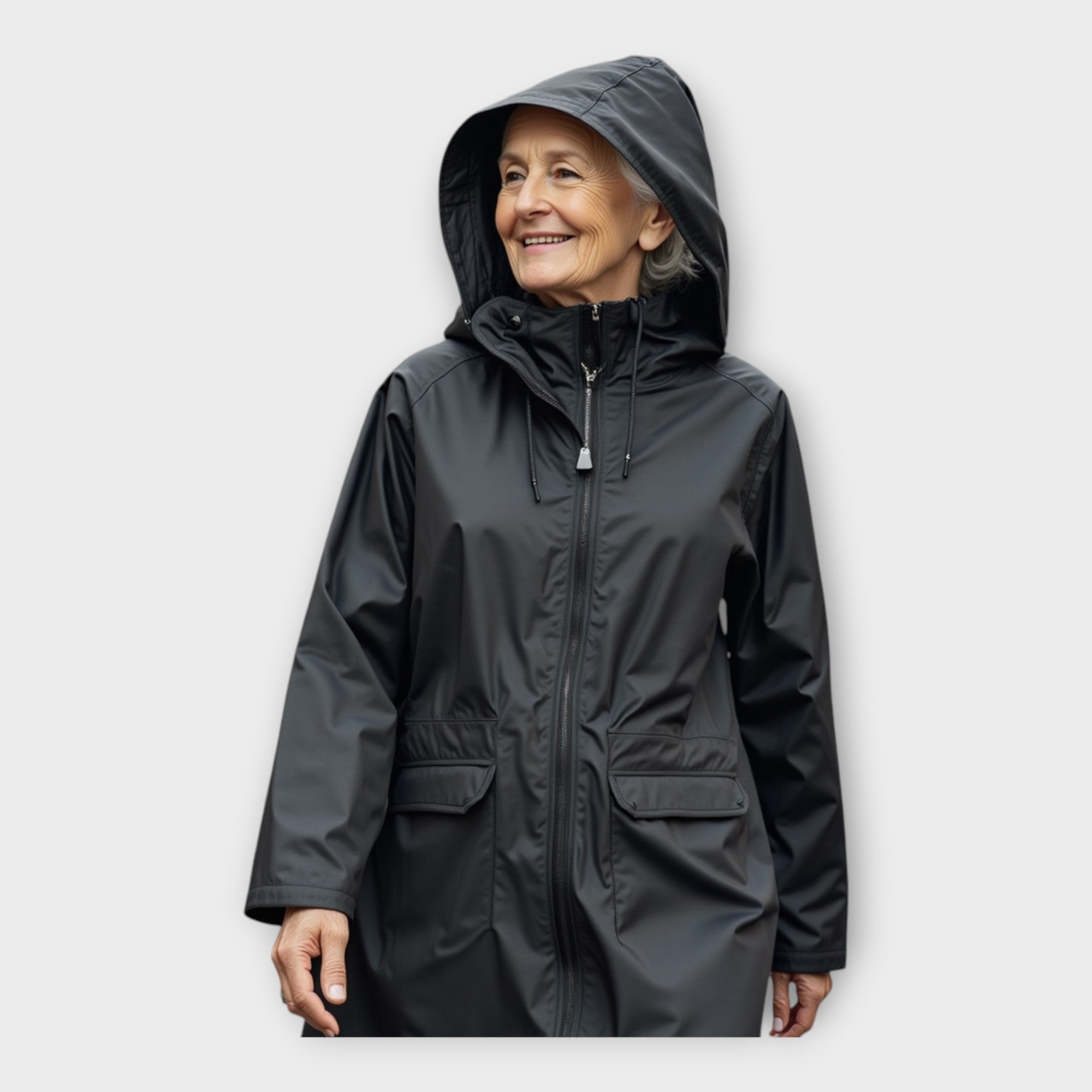 Chaqueta impermeable elegante con capucha