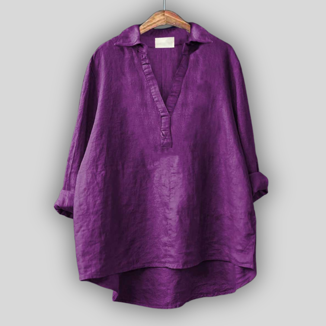 Blusa de lino blanca con cuello en V