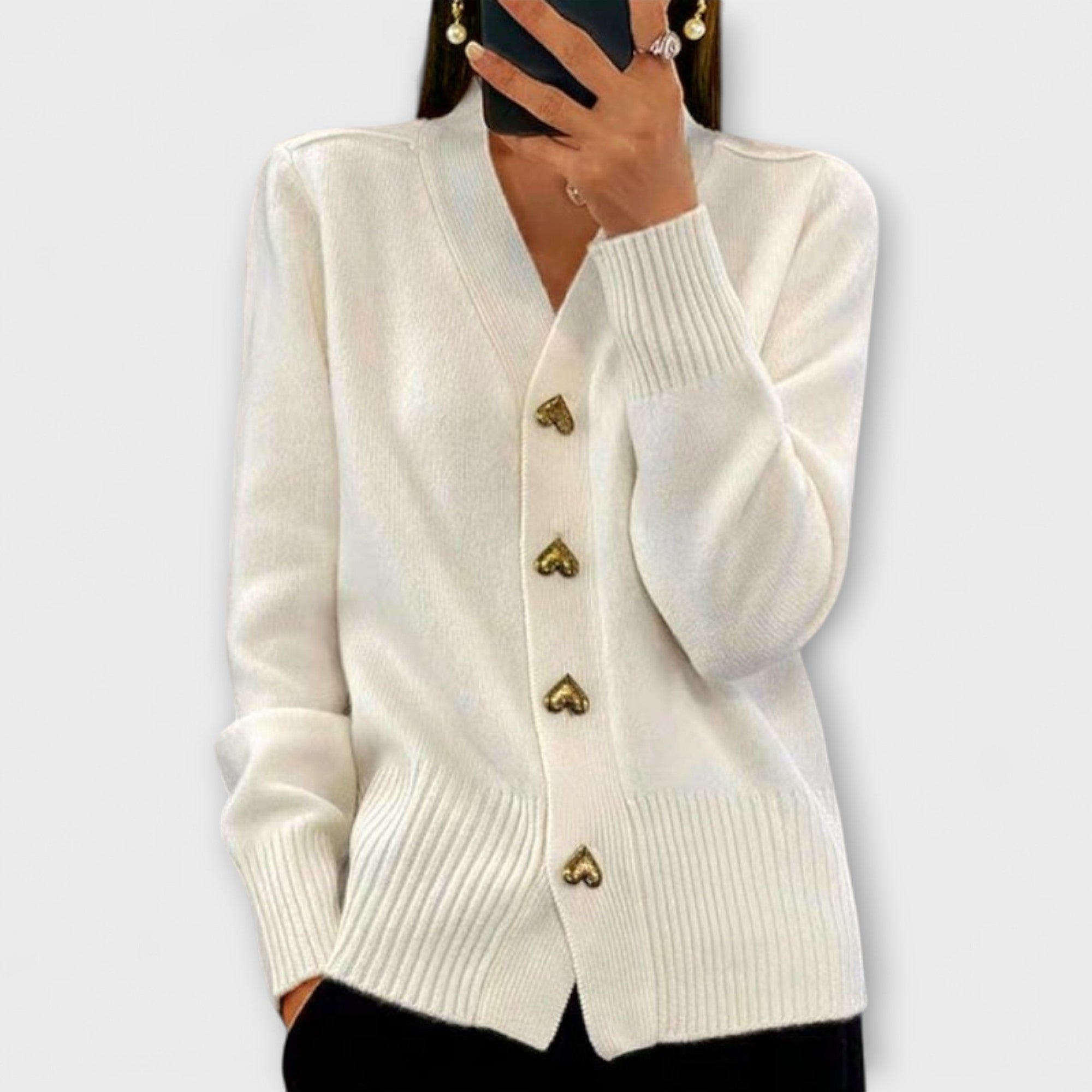 Marij – Suéter vintage con cuello en V para mujer