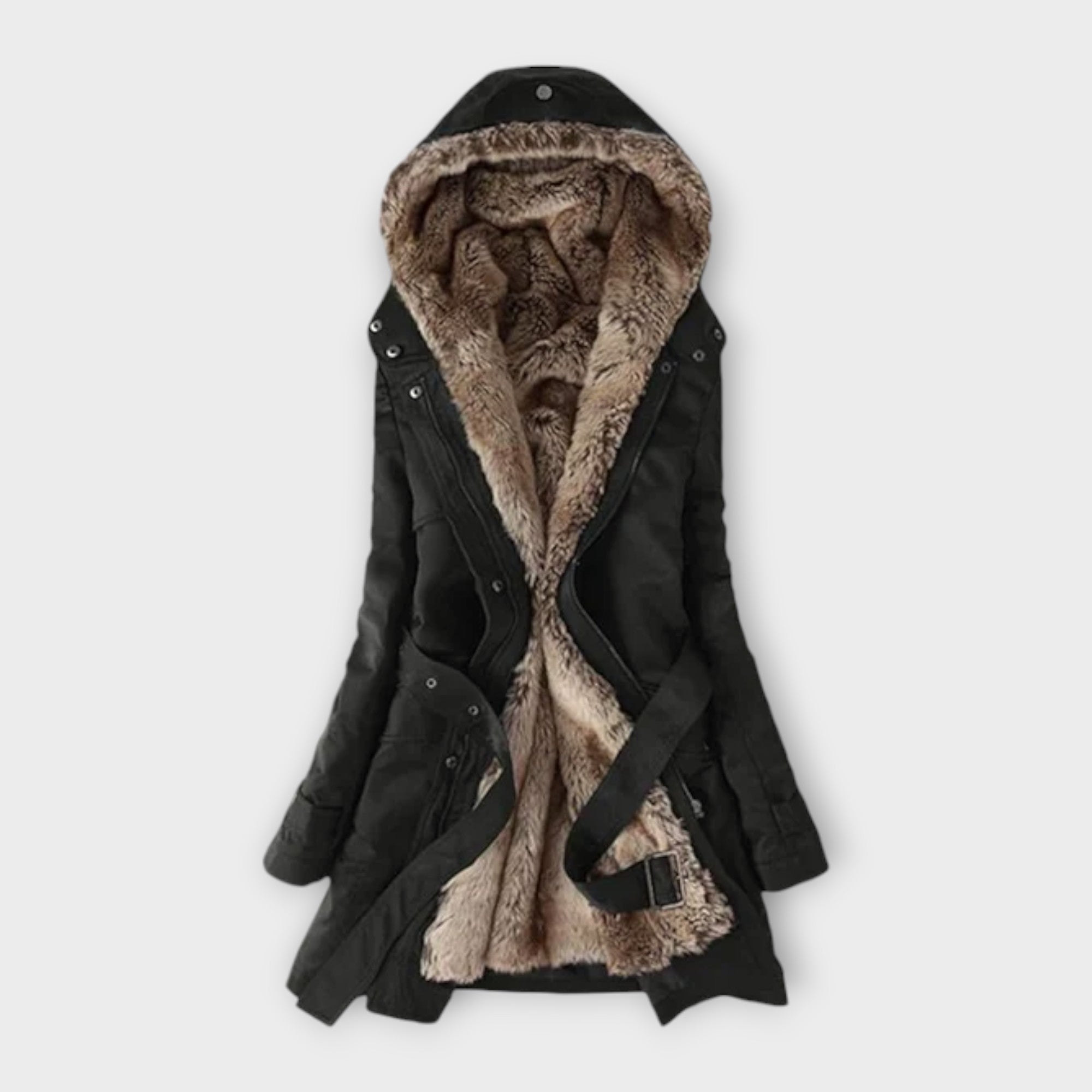 Mikash - Abrigo de lana con ribete floral
