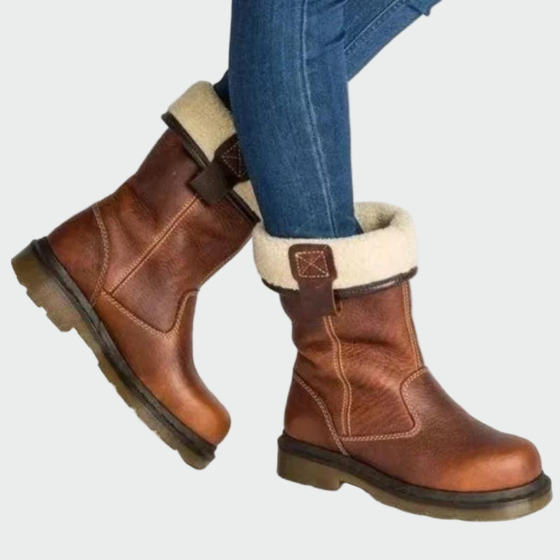 Bota de invierno de piel acolchada