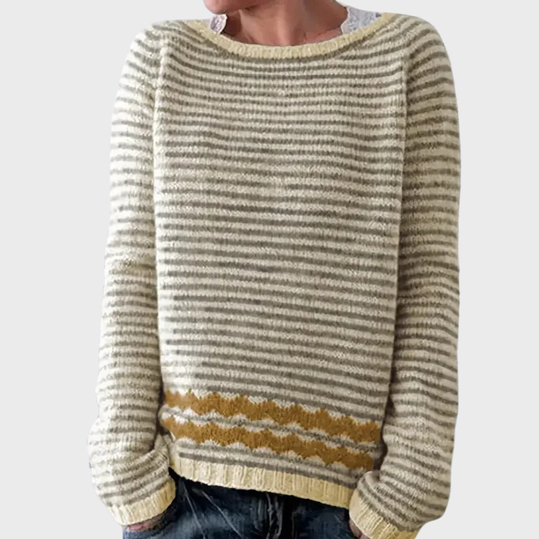 Jersey de cuello alto de punto con patrón de rayas