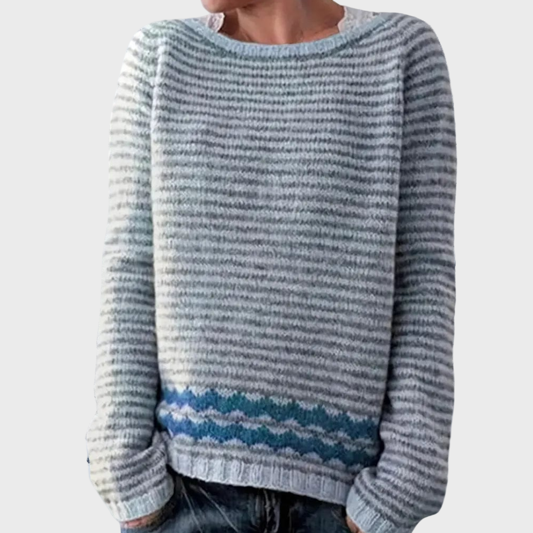 Jersey de cuello alto de punto con patrón de rayas