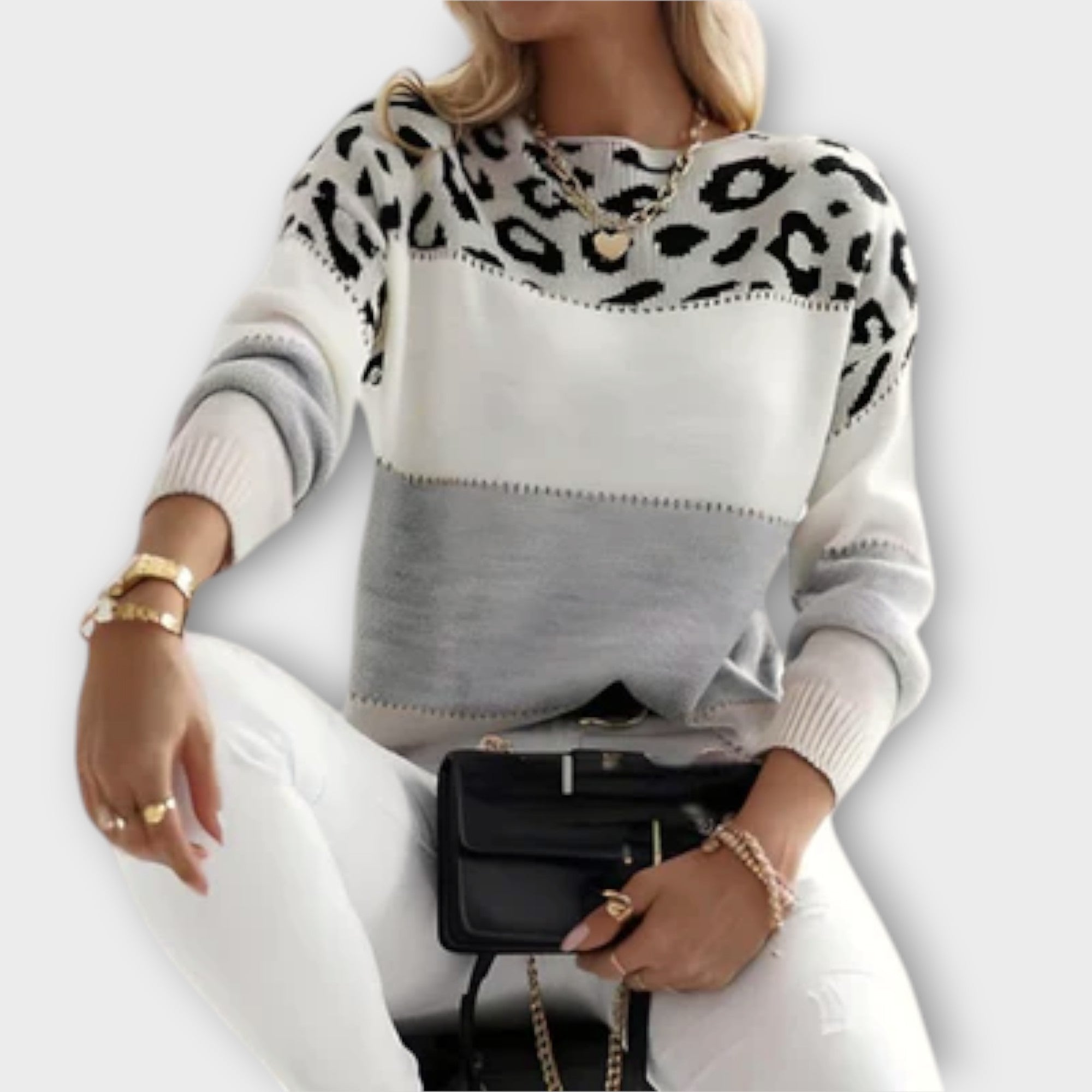 Cheyenne - Suéter acogedor con estampado de leopardo